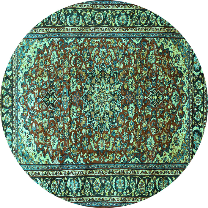 Round Persian Turquoise Traditional Rug, tr840turq