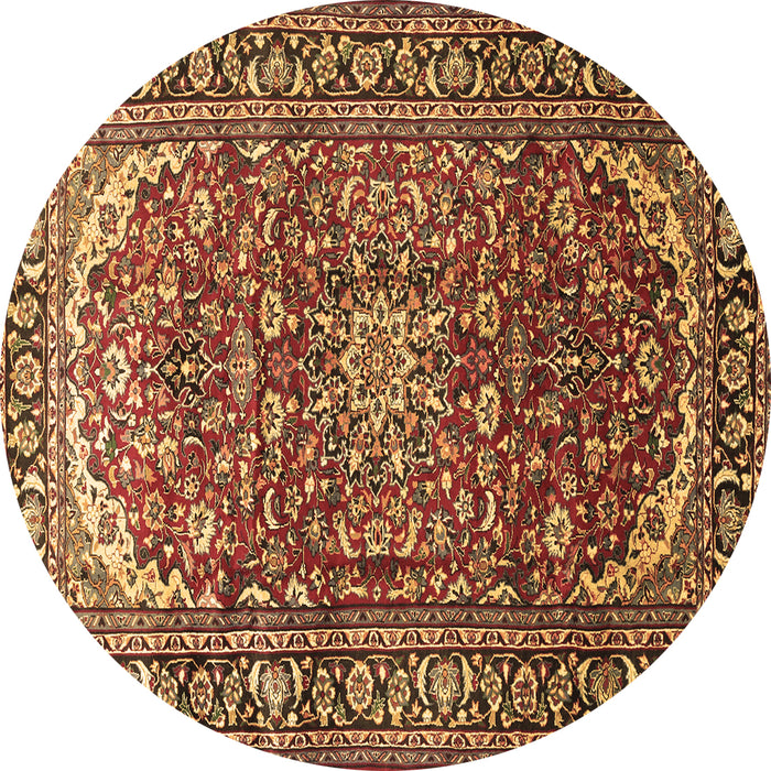 Round Machine Washable Persian Brown Traditional Rug, wshtr840brn
