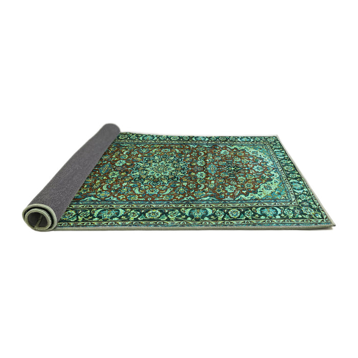 Sideview of Persian Turquoise Traditional Rug, tr840turq