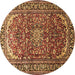 Round Persian Brown Traditional Rug, tr840brn