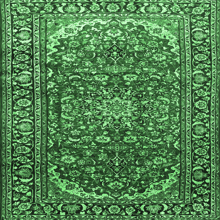 Square Machine Washable Persian Emerald Green Traditional Area Rugs, wshtr840emgrn