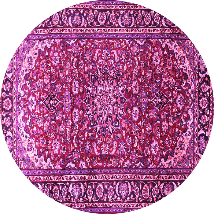 Round Machine Washable Persian Pink Traditional Rug, wshtr840pnk