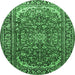 Round Persian Emerald Green Traditional Rug, tr840emgrn