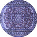 Round Machine Washable Persian Blue Traditional Rug, wshtr840blu