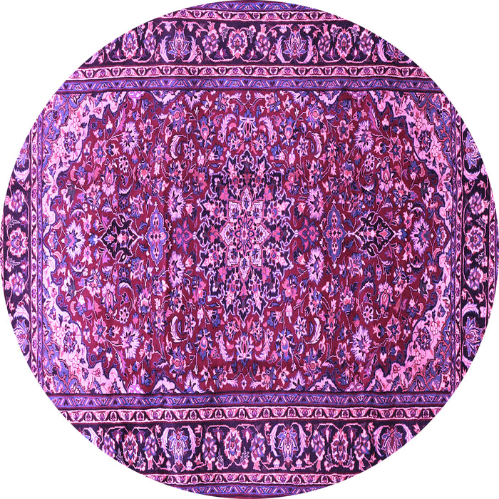 Round Machine Washable Persian Purple Traditional Area Rugs, wshtr840pur