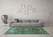 Machine Washable Persian Turquoise Traditional Area Rugs in a Living Room,, wshtr840turq