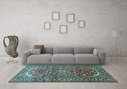 Machine Washable Persian Light Blue Traditional Rug in a Living Room, wshtr840lblu
