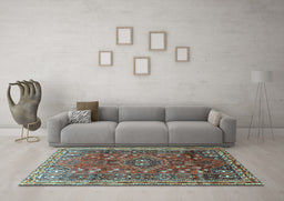 Machine Washable Persian Light Blue Traditional Rug in a Living Room, wshtr841lblu