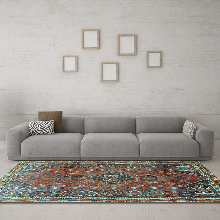 Machine Washable Persian Light Blue Traditional Rug in a Living Room, wshtr841lblu