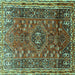 Square Persian Turquoise Traditional Rug, tr841turq