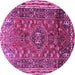 Round Machine Washable Persian Purple Traditional Area Rugs, wshtr841pur