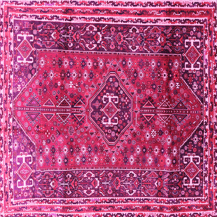 Square Machine Washable Persian Pink Traditional Rug, wshtr841pnk
