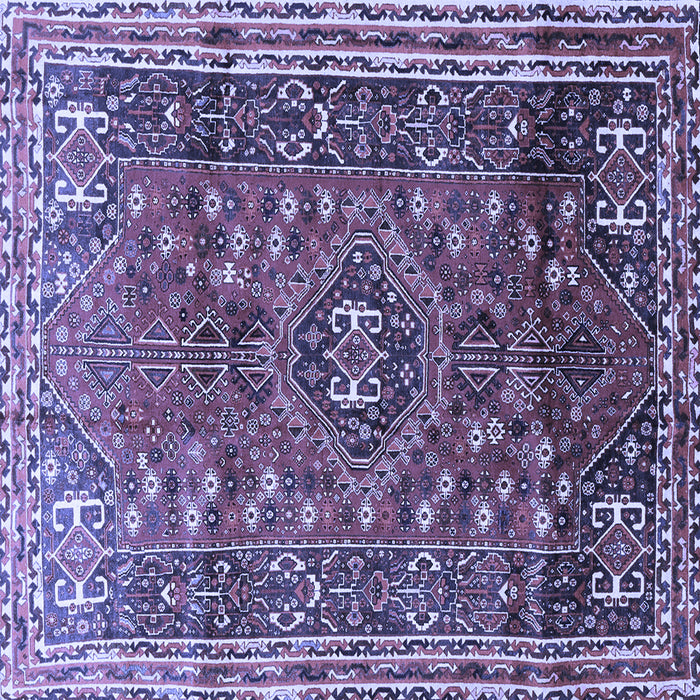 Square Machine Washable Persian Blue Traditional Rug, wshtr841blu