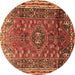 Round Machine Washable Persian Brown Traditional Rug, wshtr841brn