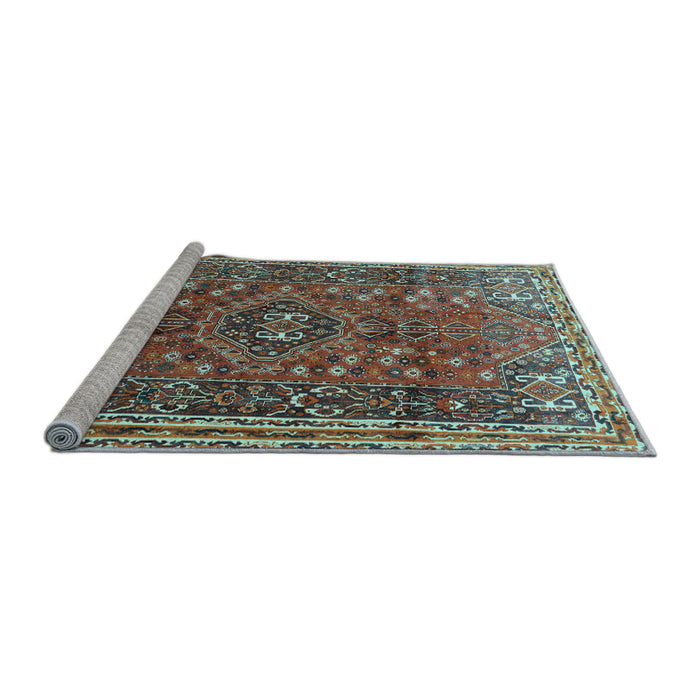 Sideview of Machine Washable Persian Light Blue Traditional Rug, wshtr841lblu