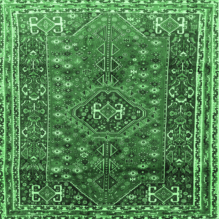 Square Persian Emerald Green Traditional Rug, tr841emgrn