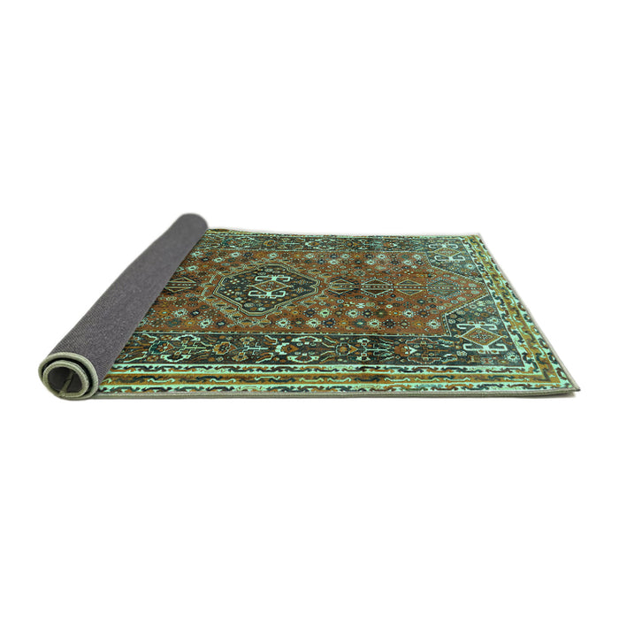 Sideview of Persian Turquoise Traditional Rug, tr841turq