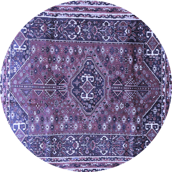 Round Machine Washable Persian Blue Traditional Rug, wshtr841blu