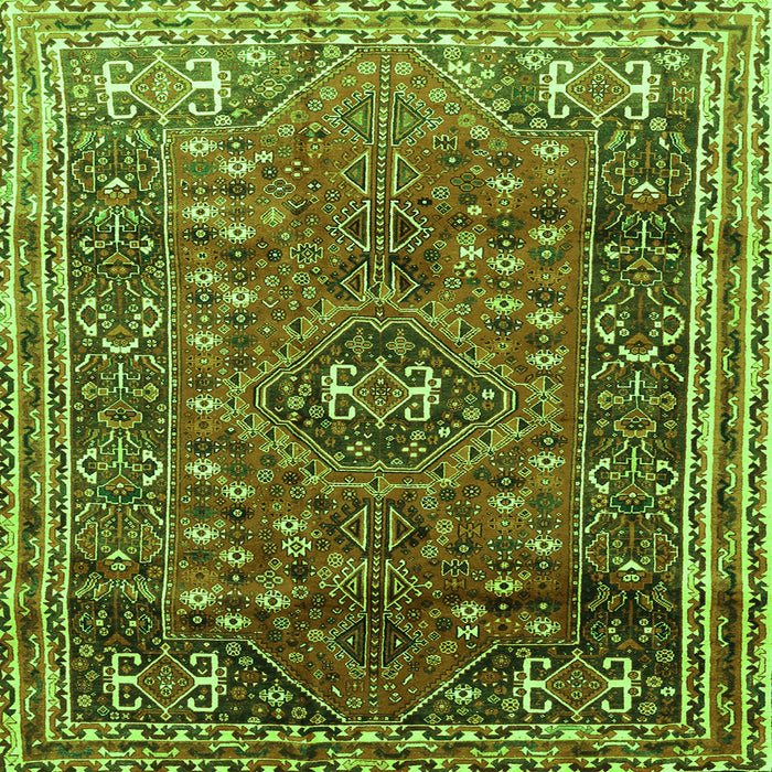 Round Machine Washable Persian Green Traditional Area Rugs, wshtr841grn