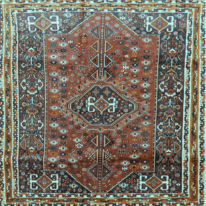 Square Machine Washable Persian Light Blue Traditional Rug, wshtr841lblu