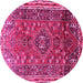 Round Persian Pink Traditional Rug, tr841pnk