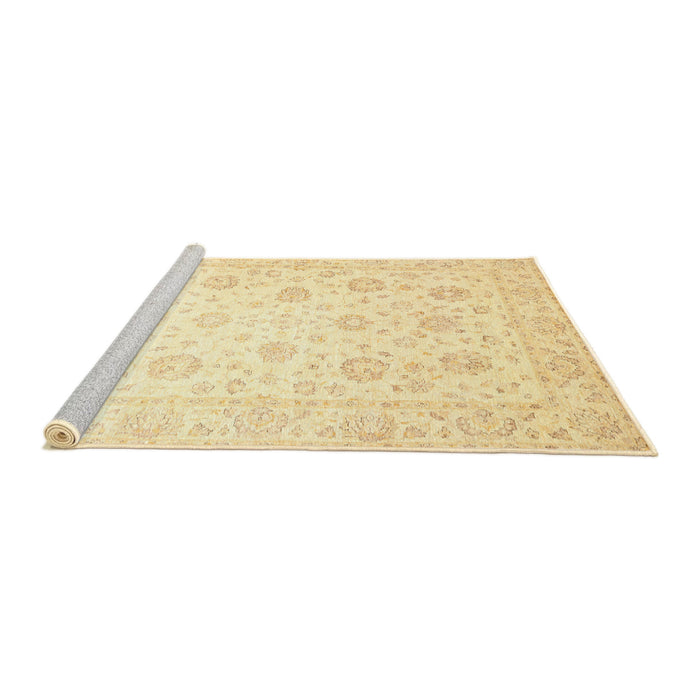 Sideview of Machine Washable Traditional Mustard Yellow Rug, wshtr842