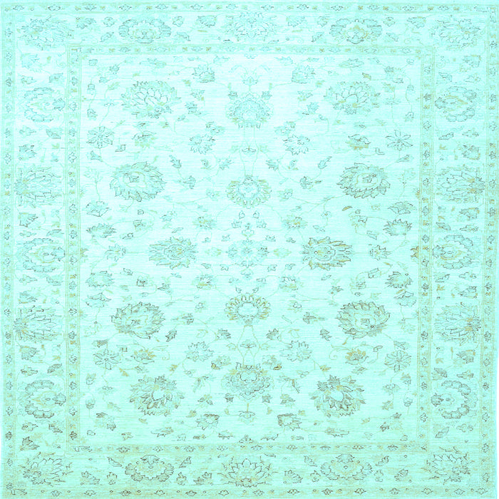 Square Machine Washable Oriental Light Blue Traditional Rug, wshtr842lblu