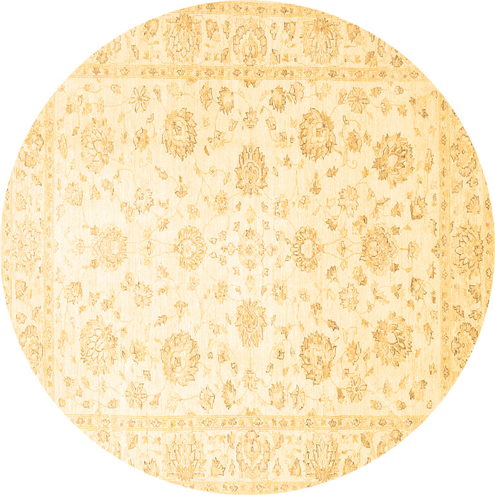 Round Oriental Brown Traditional Rug, tr842brn