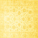 Square Machine Washable Oriental Yellow Traditional Rug, wshtr842yw