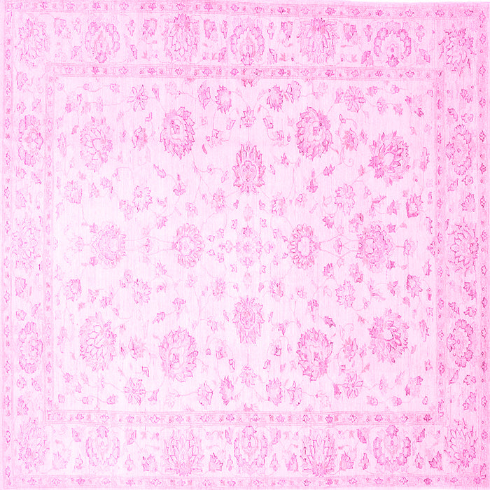 Square Machine Washable Oriental Pink Traditional Rug, wshtr842pnk