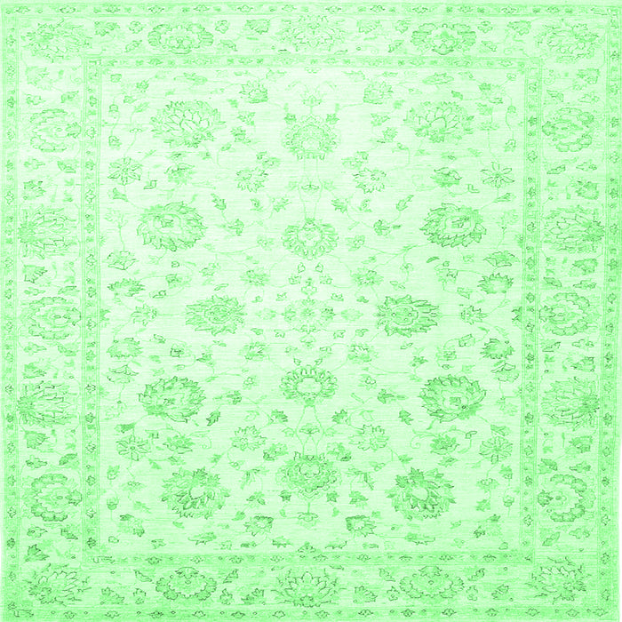 Square Machine Washable Oriental Emerald Green Traditional Area Rugs, wshtr842emgrn