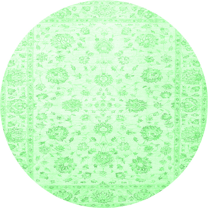 Round Machine Washable Oriental Emerald Green Traditional Area Rugs, wshtr842emgrn