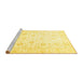 Sideview of Machine Washable Oriental Yellow Traditional Rug, wshtr842yw