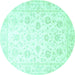 Round Oriental Turquoise Traditional Rug, tr842turq