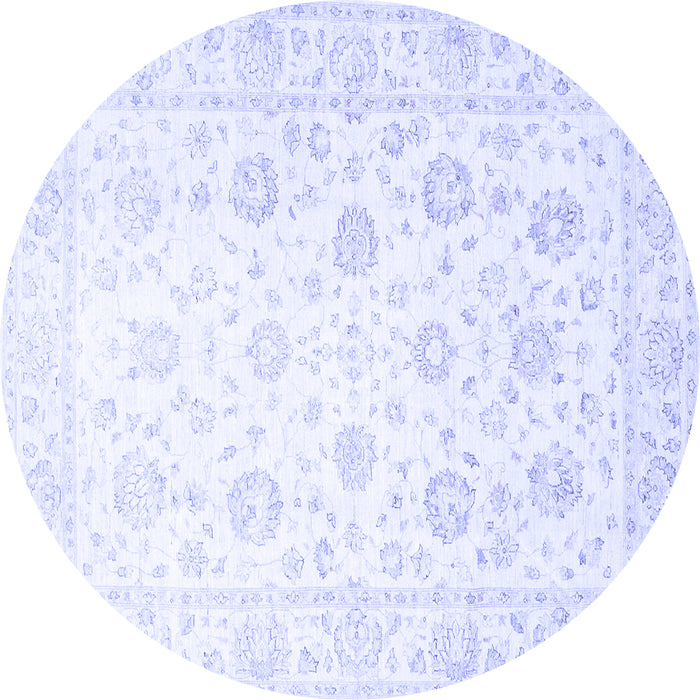Round Machine Washable Oriental Blue Traditional Rug, wshtr842blu