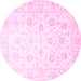 Round Oriental Pink Traditional Rug, tr842pnk