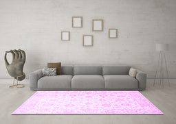 Machine Washable Oriental Purple Traditional Area Rugs in a Living Room, wshtr842pur