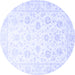 Round Oriental Blue Traditional Rug, tr842blu