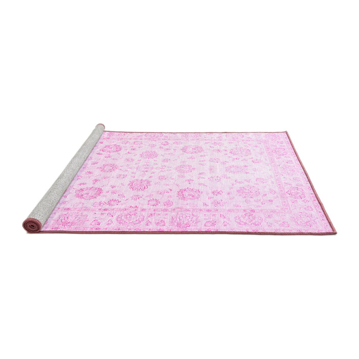 Sideview of Machine Washable Oriental Pink Traditional Rug, wshtr842pnk