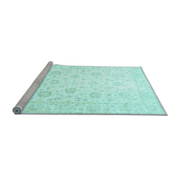 Sideview of Machine Washable Oriental Light Blue Traditional Rug, wshtr842lblu