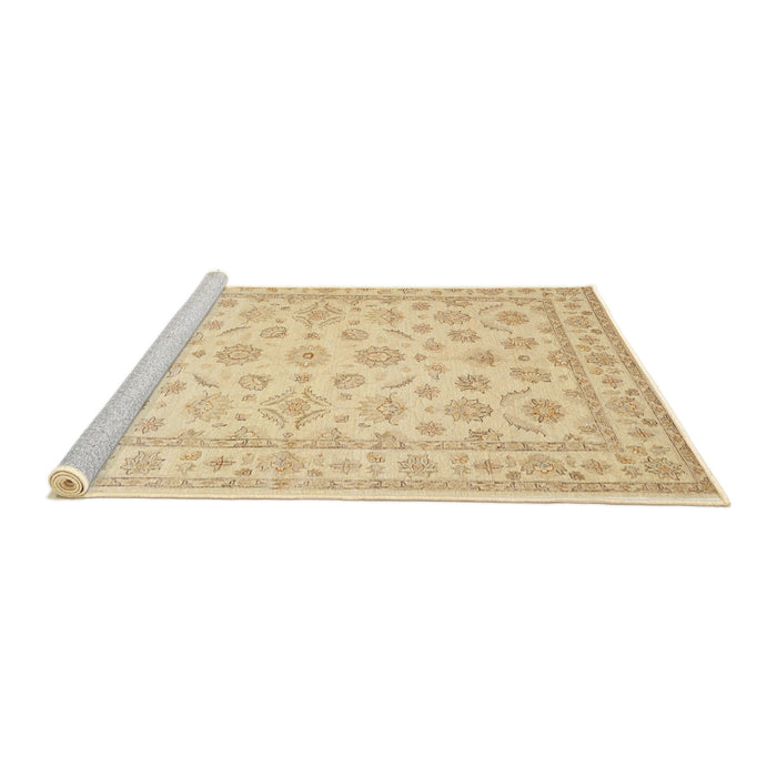 Sideview of Machine Washable Traditional Sun Yellow Rug, wshtr843