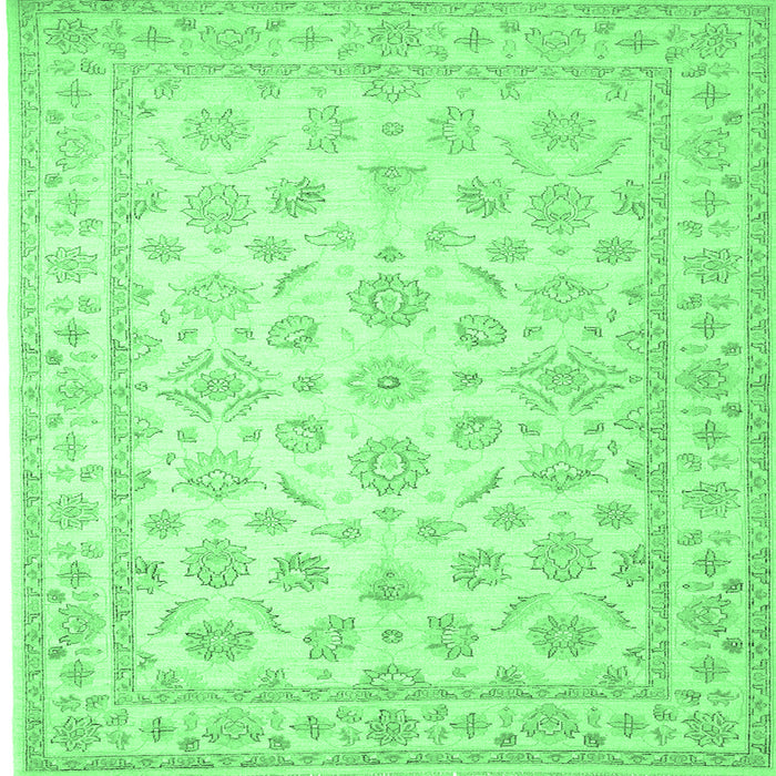 Square Machine Washable Oriental Emerald Green Traditional Area Rugs, wshtr843emgrn