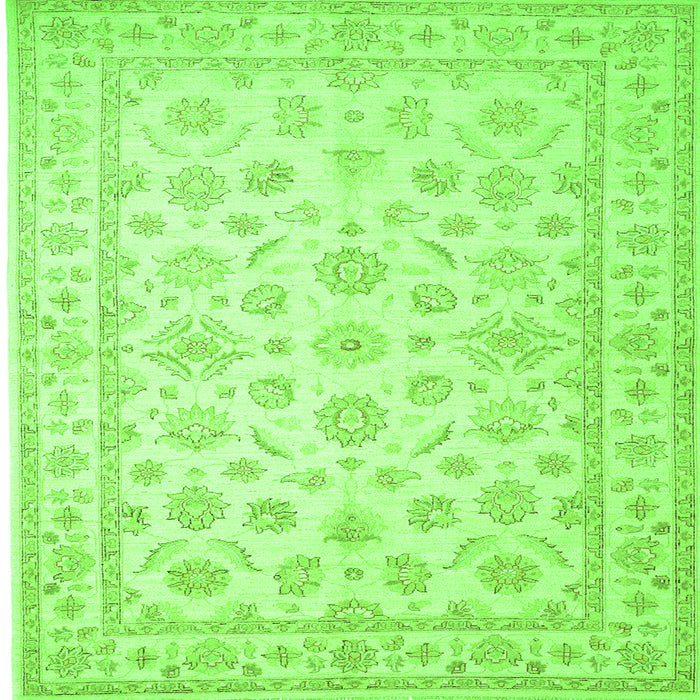 Round Machine Washable Oriental Green Traditional Area Rugs, wshtr843grn