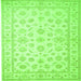 Round Machine Washable Oriental Green Traditional Area Rugs, wshtr843grn