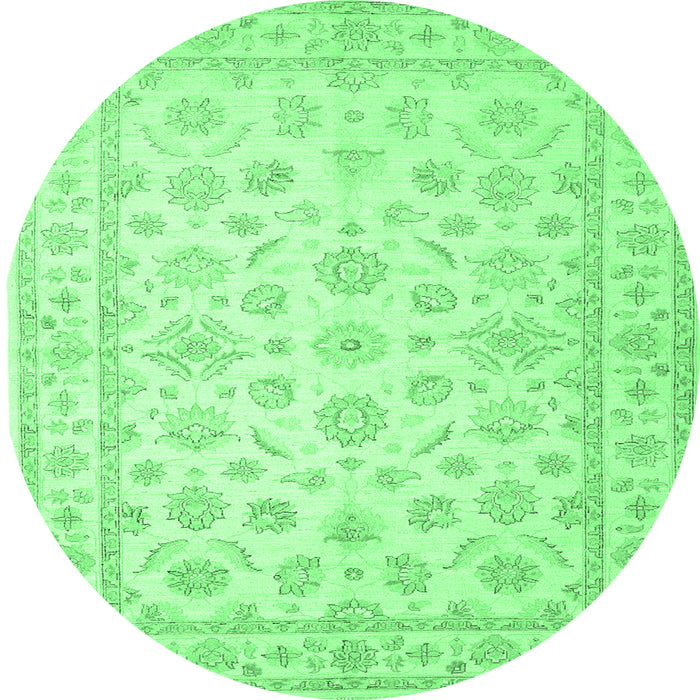 Round Machine Washable Oriental Emerald Green Traditional Area Rugs, wshtr843emgrn