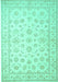 Machine Washable Oriental Turquoise Traditional Area Rugs, wshtr843turq