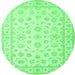 Round Oriental Emerald Green Traditional Rug, tr843emgrn