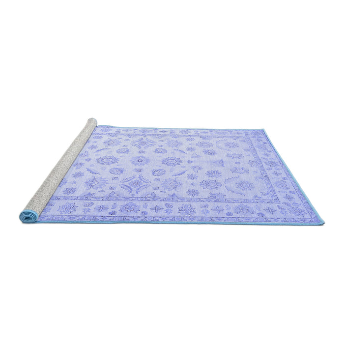 Sideview of Machine Washable Oriental Blue Traditional Rug, wshtr843blu