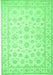 Machine Washable Oriental Emerald Green Traditional Area Rugs, wshtr843emgrn