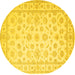 Round Oriental Yellow Traditional Rug, tr843yw